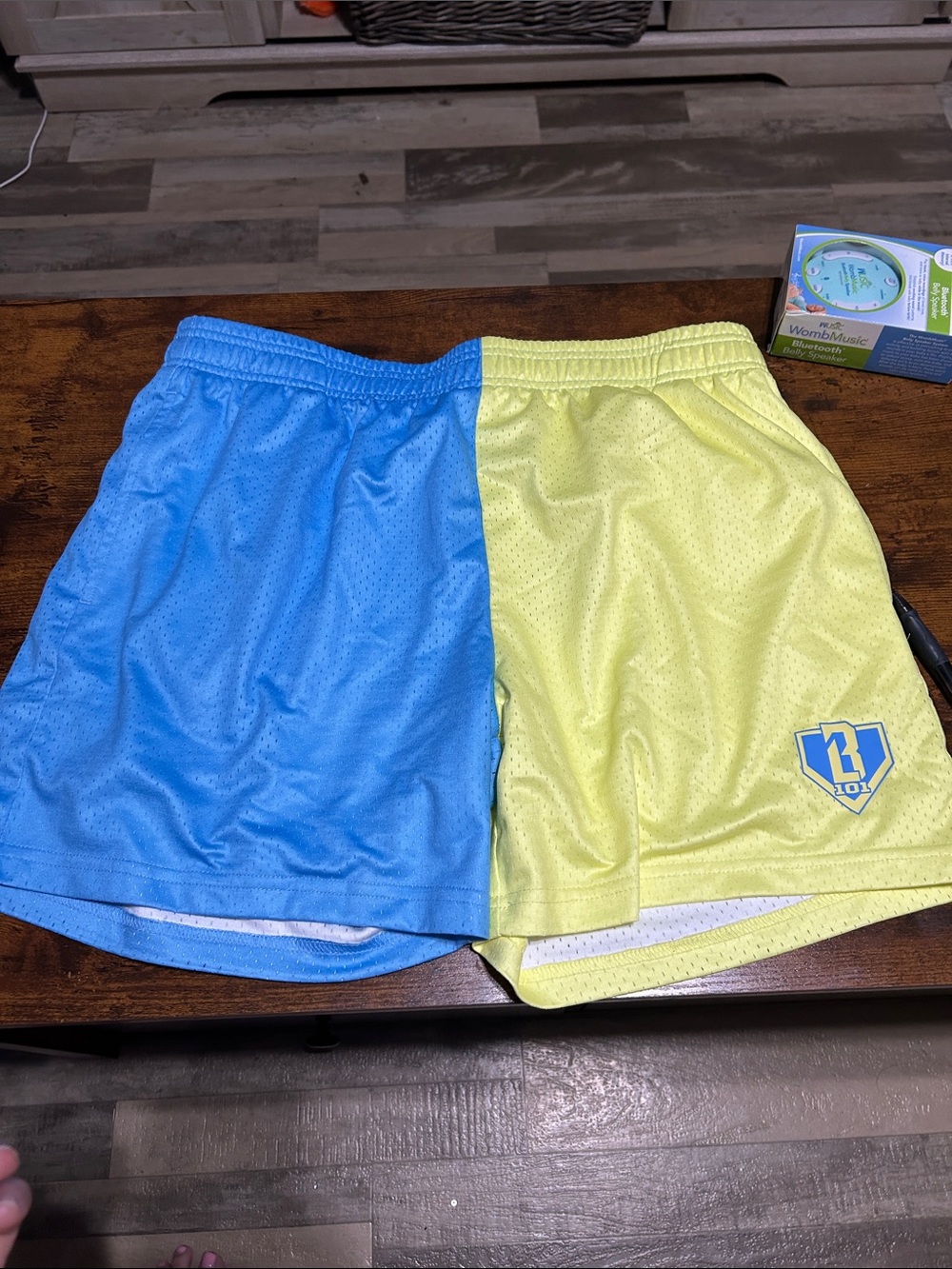 Riot Division Two-Tone Blue and Yellow Athletic Shorts for Women